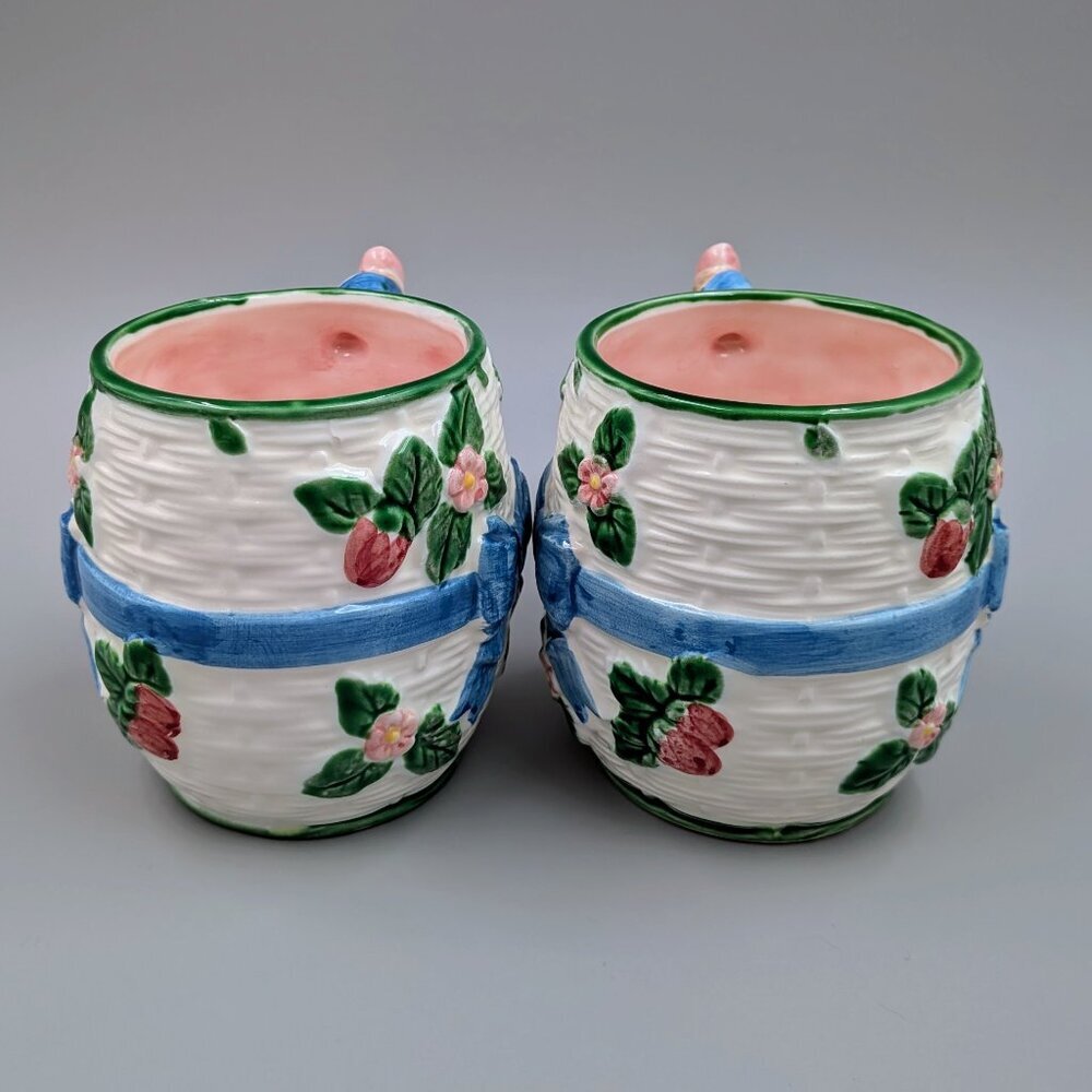 Vintage 1985 Haldon Group Strawberry & Blue Ribbons: 3-Piece Cottagecore Tea Set - Picture 8 of 12